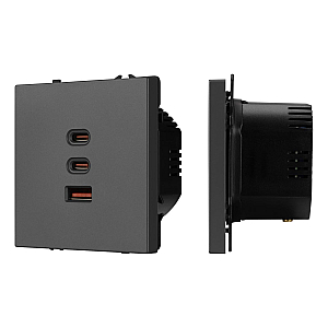 USB Розетка тип А+С+С софт-тач серый базальт Arlight SCT-MUACC-SFPL-FC-GR (65W, QC3) 061837(1)