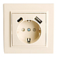 Розетка 1-местная с/з Stekker, PST16-9016-02, 250В, 16А с USB+ type C Эрна, слоновая кость 50077