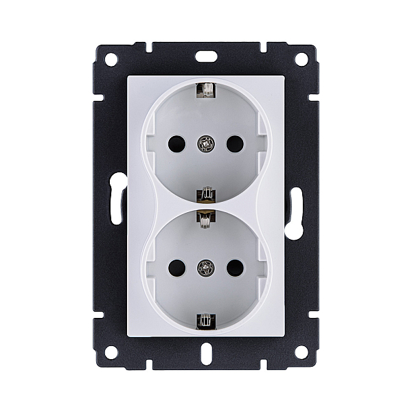 Розетка штепсельная SCHUKO двойная 16A/250 В, белый Kollinger REA-032WH для Aspekt, Eleganz, Reflex