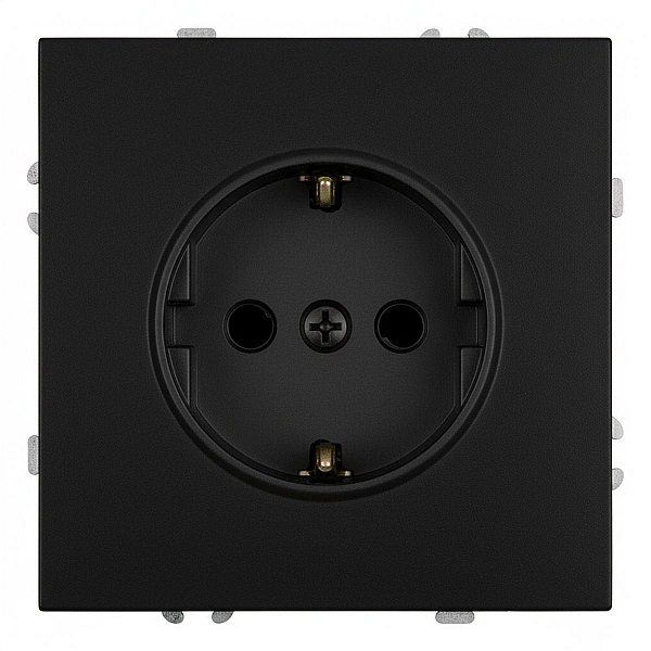 Розетка 2P+PE Stekker Эмили со шторками черный уголь RST16-5110-05 49854