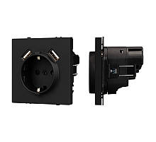 Механизм розетки с USB зарядкой Arlight SCT-NOBE-MUAA-SFPL-BK (230V, 16A) 054289