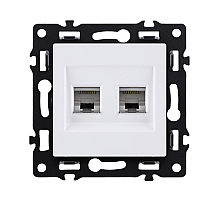 Розетка двойная Ethernet RJ45 Cat.6, белый Kollinger Asthetik AS-018WH