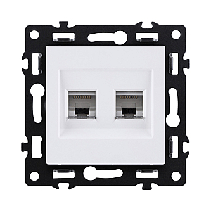 Розетка двойная Ethernet RJ45 Cat.6, белый Kollinger Asthetik AS-018WH