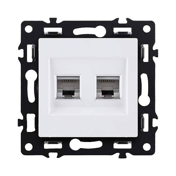 Розетка двойная Ethernet RJ45 Cat.6, белый Kollinger Asthetik AS-018WH