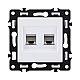 Розетка двойная Ethernet RJ45 Cat.6, белый Kollinger Asthetik AS-018WH