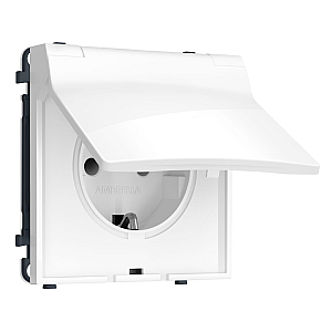 Комплект механизма электрической розетки SIGMA Белый глянец 50Hz 2P+E с/з с/ш и крышкой IP44 16A-250V QUANT PRO Ambrella Volt MS108010 (SP1080, PR141)