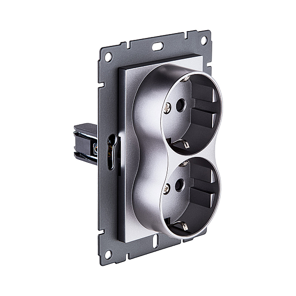 Розетка штепсельная SCHUKO двойная 16A/250 В, серый Kollinger REA-032GY для Aspekt, Eleganz, Reflex