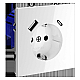 Розетка встраиваемая Voltum S70 с заземлением и защитными шторками, 16А, с USB, A+С, (белый глянцевы VLS040501