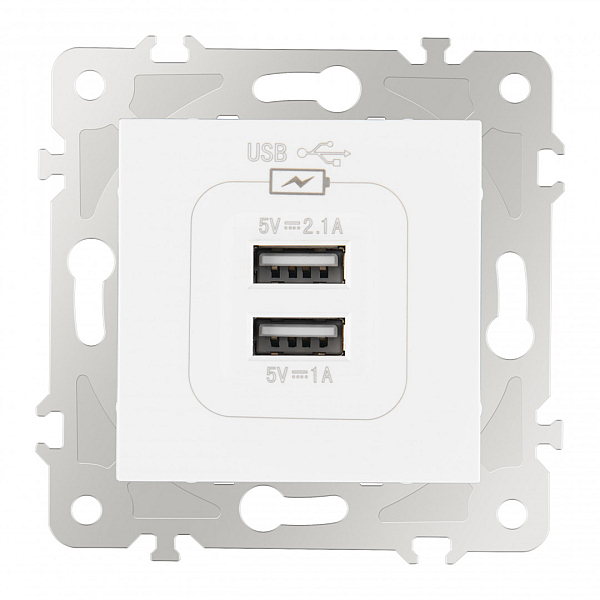 Розетка USB 2.1А+1А Arte Milano 203.46-1.white