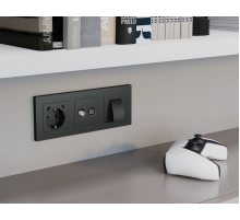 Комплект механизма электрической розетки 2USB С+C 20W с/з на винтовых зажимах 16A-250V Alfa Графит мягкое касание Quant Ambrella Volt MA910510 (AP9105, VM165)