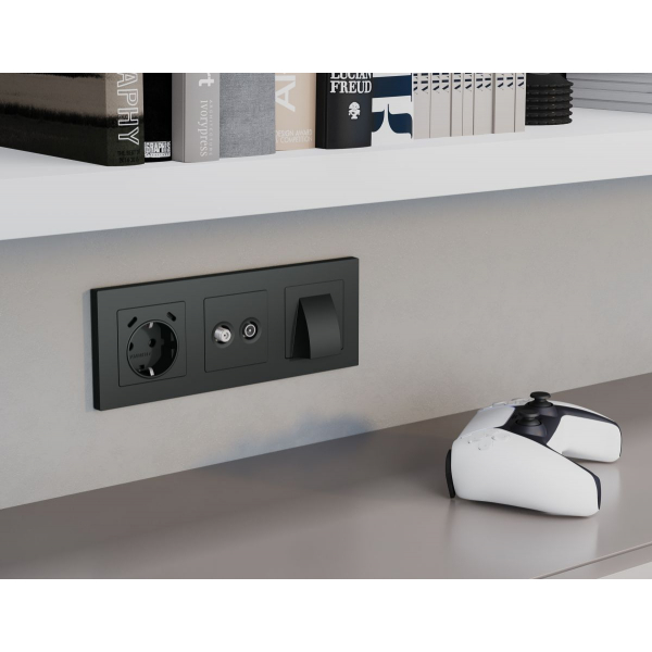 Комплект механизма электрической розетки 2USB С+C 20W с/з на винтовых зажимах 16A-250V Alfa Графит мягкое касание Quant Ambrella Volt MA910510 (AP9105, VM165)