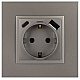 Розетка ЭРА Elegance 14-4108-16 2P+E 16A-250В со шторками с USB type-A+C 5В-3А титан Б0067695