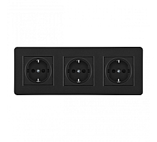 Розетка тройная (трехпостовая) с/з и шторками Arte Milano SET16-3-40-1x3 black