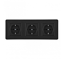 Розетка тройная (трехпостовая) с/з и шторками Arte Milano SET16-3-40-1x3 black