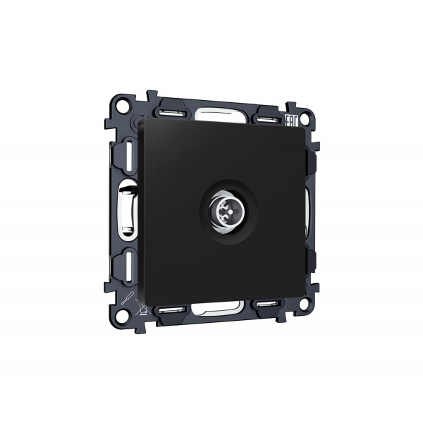 Комплект механизма TV розетки оконечной экранированной 5-1000MHz 3dB Alfa Черный матовый Quant Ambrella Volt MA813005 (AP8130, VM199)