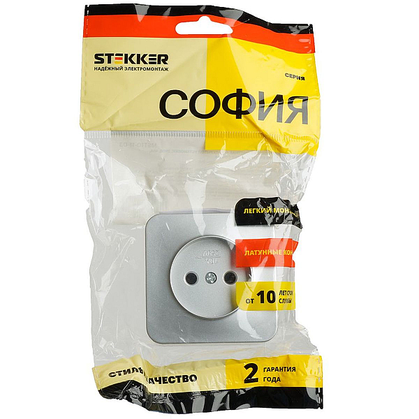 Розетка 2P Stekker София серебро MST10-11-03 49325