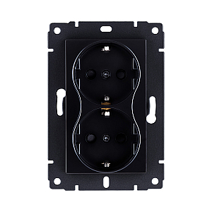 Розетка штепсельная SCHUKO двойная 16A/250 В, черный Kollinger REA-032BK для Aspekt, Eleganz, Reflex