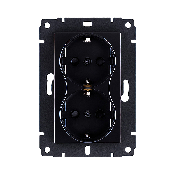 Розетка штепсельная SCHUKO двойная 16A/250 В, черный Kollinger REA-032BK для Aspekt, Eleganz, Reflex
