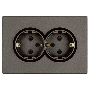 Розетка 2-местная с защитной шторкой Stekker Эмили с/з 250В 16А RST16-5114-09 антрацит soft touch 49934