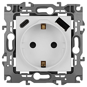 Розетка со шторками с USB type-A+C Эра 12-4108-01М Б0067711
