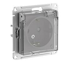 Розетка с/з со шторками с прозрач. крышк, 16А,IP44, мех Systeme Electric AtlasDesign Aqua Алюминий ATN440346