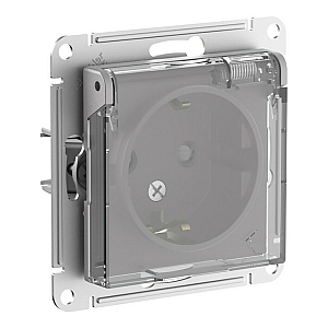 Розетка с/з со шторками с прозрач. крышк, 16А,IP44, мех Systeme Electric AtlasDesign Aqua Алюминий ATN440346