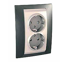 Розетка двойная Schneider Electric Unica с/з со шторками 10A 250V MGU63.067.524
