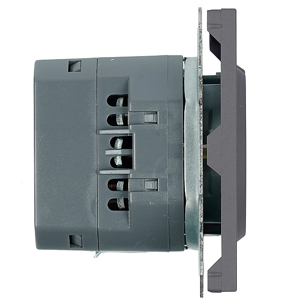 Розетка 1-местная з/ш с/з 16А + USB + Type C (механизм), Stekker, 250В, 20W Эмили, платиново-серый, soft-touch, RST16-5119-10 50219