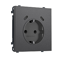 Комплект механизма электрической розетки SIGMA Антрацит серый 2USB С+C 20W Ambrella Volt MS660510 (SP6605, PR165)