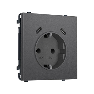 Комплект механизма электрической розетки SIGMA Антрацит серый 2USB С+C 20W Ambrella Volt MS660510 (SP6605, PR165)