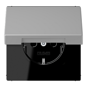 Розетка 2K+З с крышкой Jung LC1520BFKL204