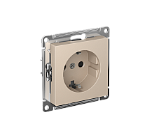 Розетка с заземлением со шторками, 16А, мех., быстрозажим. клем. Systeme Electric AtlasDesign Песочный ATN001245S