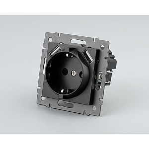 Механизм розетки с USB зарядкой Arlight SCT-MUAA-PL-BK-V (250V, 16A) 049819