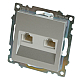 Розетка компьютерная 2-местная RJ-45 (механизм) Stekker GLS00-7109-03 Катрин, серебро 50005