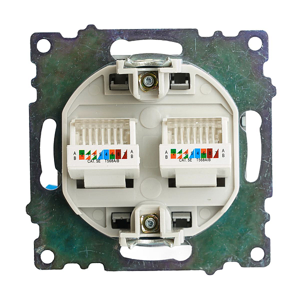 Розетка компьютерная 2-местная RJ-45 (механизм) Stekker GLS00-7109-06 Катрин, графит 50008