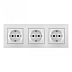 Розетка тройная (трехпостовая) с/з и шторками Arte Milano SET06-3-40-1x3 silver