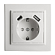 Розетка 1-местная Stekker, PST16-9016-01, 250В, 2.1А с USB+ type C Эрна, белый 50076