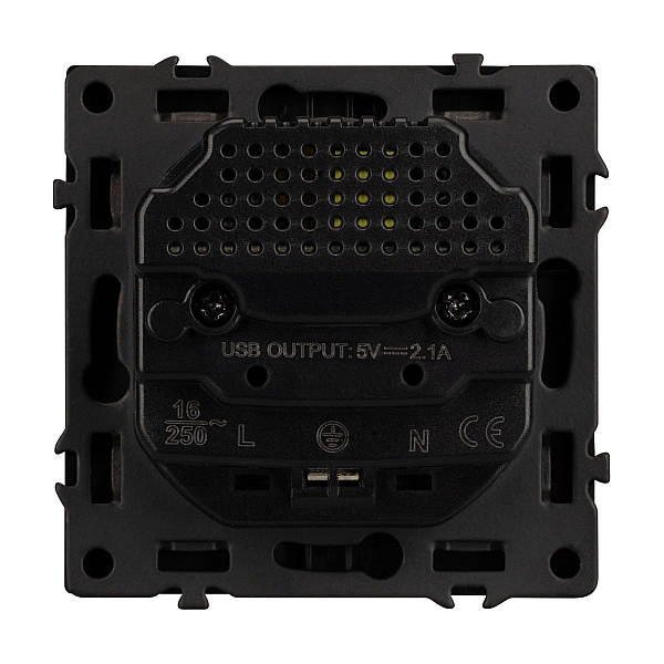 Розетка зк со шторками с USB тип А+А софт-тач черный оникс Arlight SCT-MUAA-SFPL-BK (250V, 16A) 054289(1)