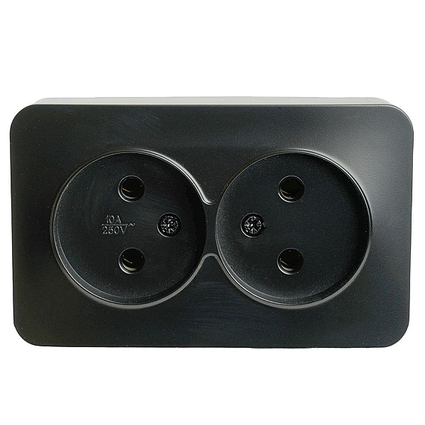 Розетка двойная 2P Stekker София черный матовый MST10-12-05 49496
