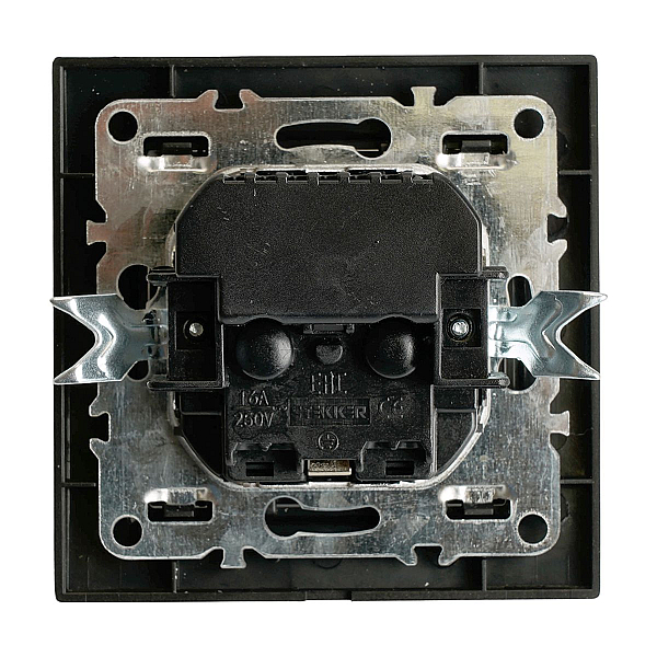 Розетка 1-местная с/з Stekker, PST16-9016-03, 250В, 16А с USB+ type C Эрна, черный 50078