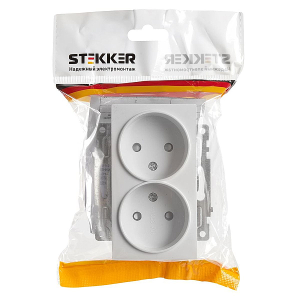Розетка двойная 2P Stekker Катрин со шторками белый GLS10-7113-01 39573