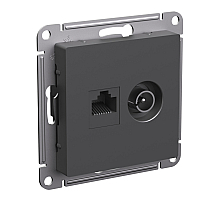 Розетка двойная ТВ + компьютерная RJ45, кат. 5Е Systeme Electric AtlasDesign Базальт ATN001489