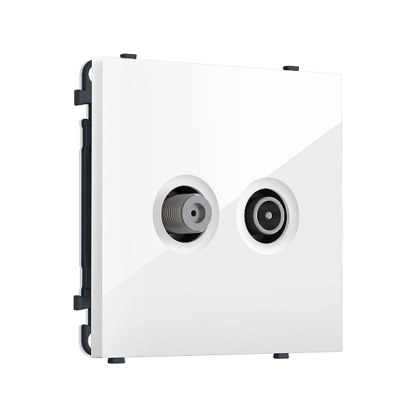 Комплект механизма розетки TV оконечной + SAT SIGMA Белый глянец 5-862MHz 3.5dB/950-2150MHz 3.8dB QUANT PRO Ambrella Volt MS113310 (SP1133, PR217)