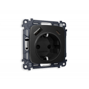 Комплект механизма розетки 2USB A+C 20W (быстрая зарядка) с/з Ambrella Volt Omega MO810010