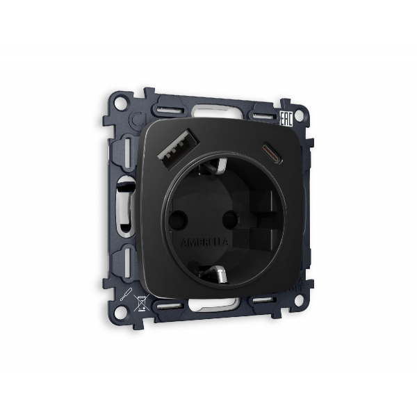 Комплект механизма розетки 2USB A+C 20W (быстрая зарядка) с/з Ambrella Volt Omega MO810010 Комплект механизма розетки 2USB A+C 20W (быстрая зарядка) с/з Ambrella Volt Omega MO810010