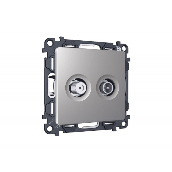 Комплект механизма розетки TV оконечной + SAT 5-862MHz 3.5dB/950-2150MHz 3.5dB Alfa Сталь матовый Quant Ambrella Volt MA513310 (AP5133, VM217)