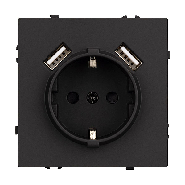 Механизм розетки с USB зарядкой Arlight SCT-NOBE-MUAA-SFPL-BK (230V, 16A) 054289
