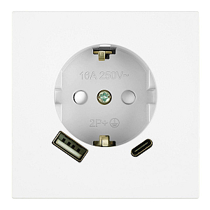 Розетка 1-местная 16А + USB + Type C (механизм) Stekker 250В 20W Мия RST16-3119-01 50438