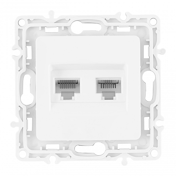 Розетка телефонная RJ11 + компьютерная RJ45 Arte Milano 217.44-1.white