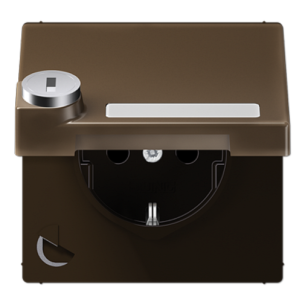 Розетка Schuko с крышкой и замком Jung ME1520NAKLSLAT